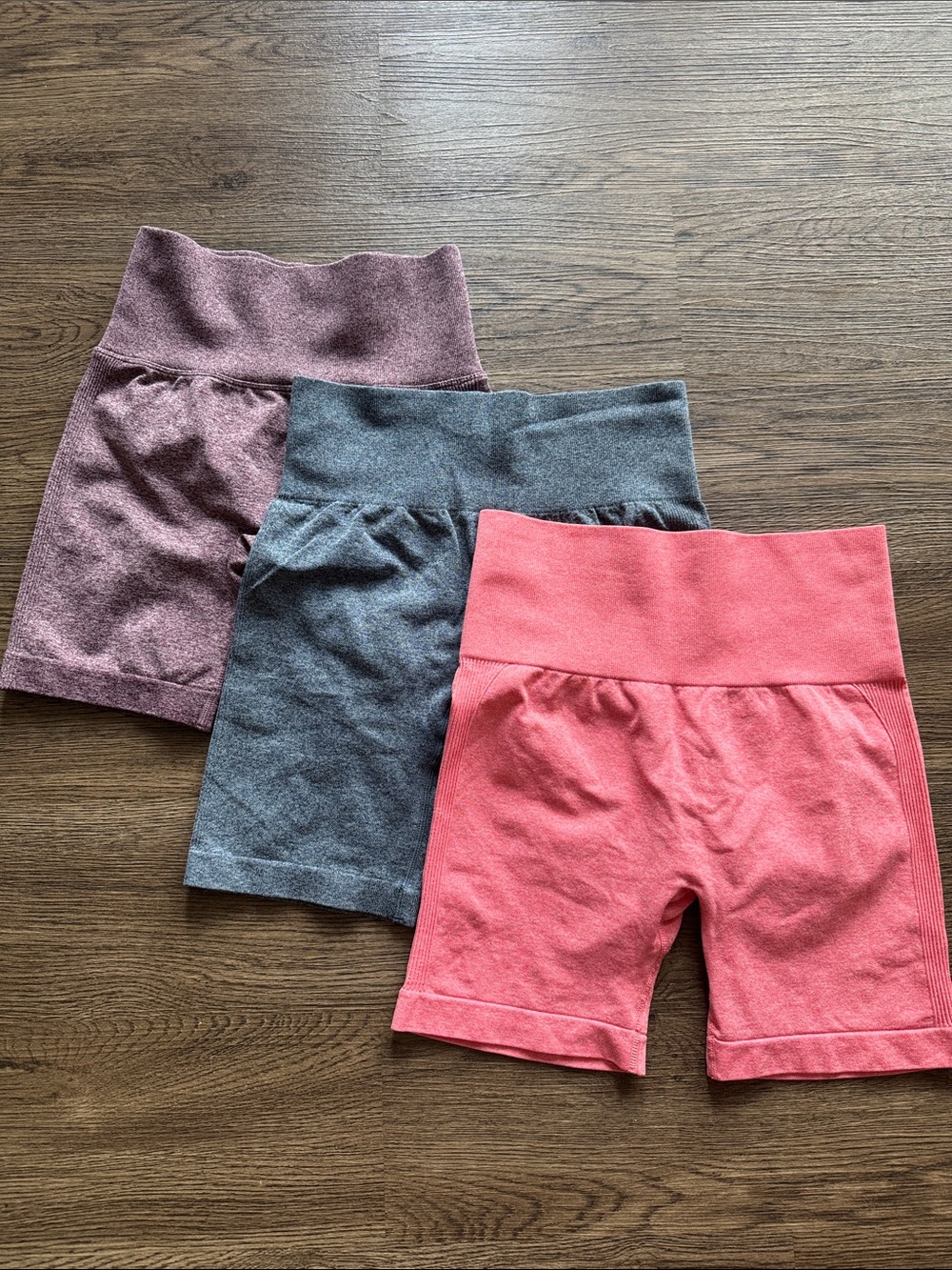 3 Pack Seamless High Waist Scrunch Butt Biker Workout Shorts S/M
